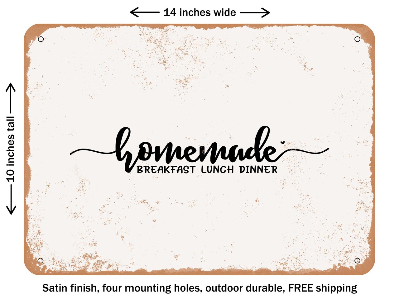 DECORATIVE METAL SIGN - Homemade Breakfast Lunch Dinner - Vintage Rusty Look